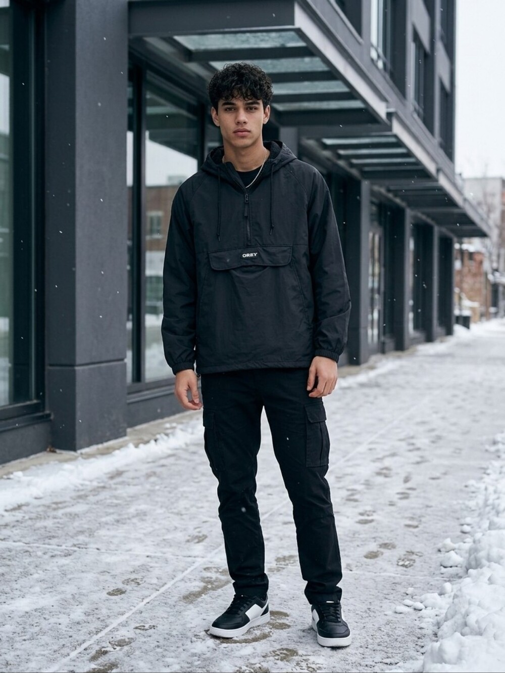 OBEY Men's Black Nylon Hooded Anorak Jacket in size XL
